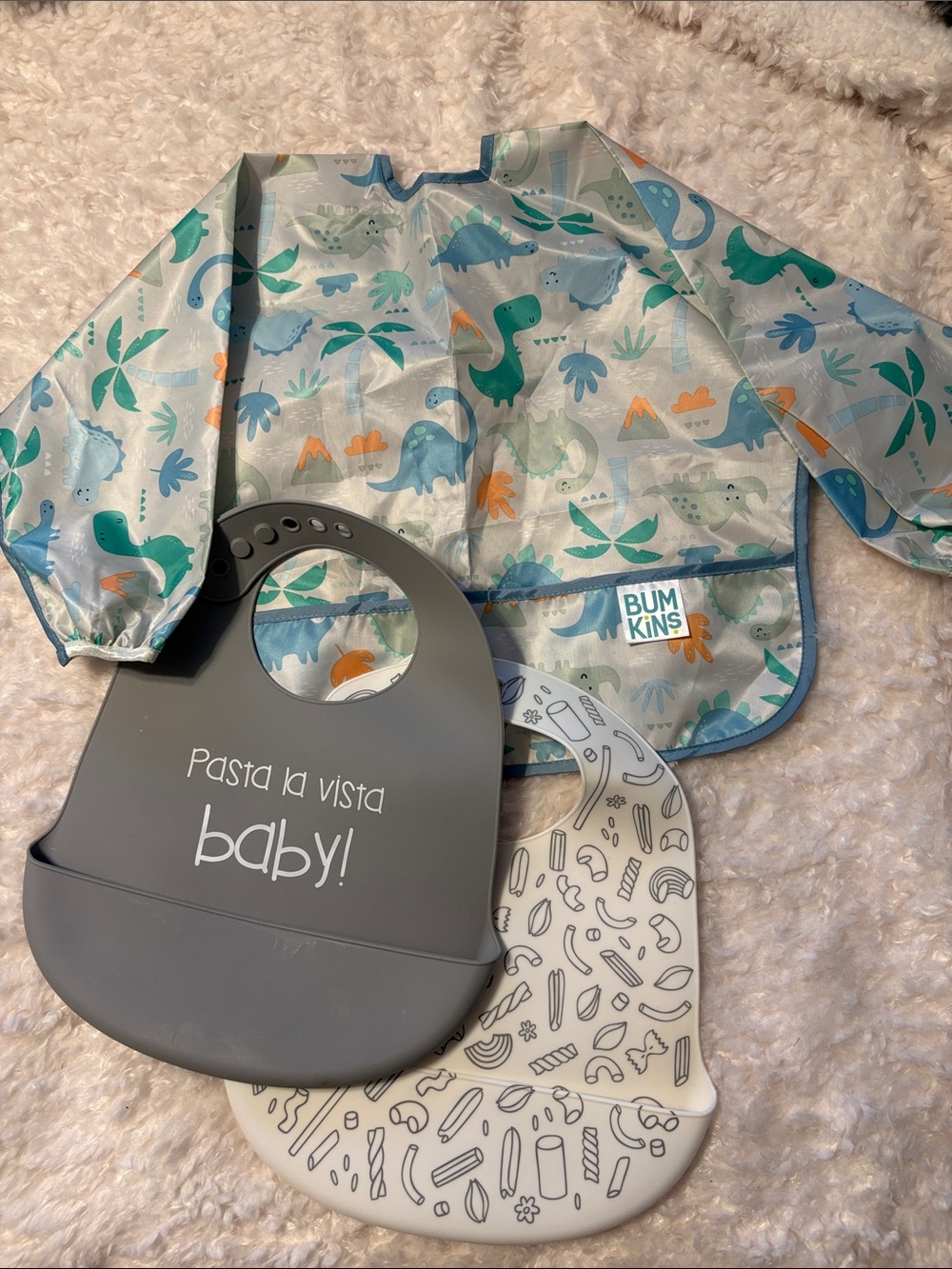 Bumkins Waterproof Dino Kids Smock Bib and Lila & Jack Set 2 Bibs